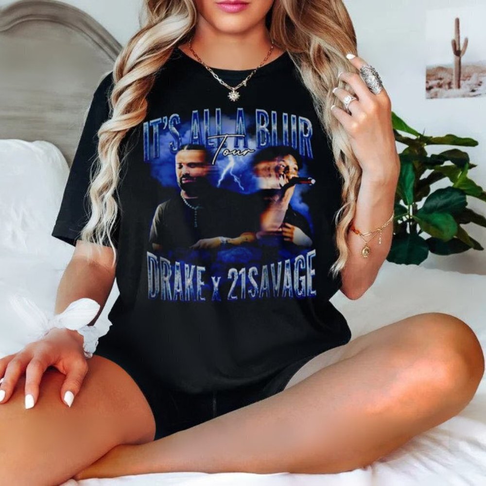 Drake  21 Savage Its All A Blur Tour  Tshirt Rap Hip Hop Rb Pop Fan Tee